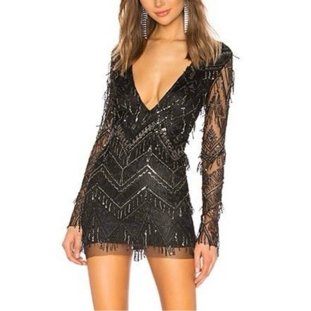 superdown Black Sequin Mini Dress